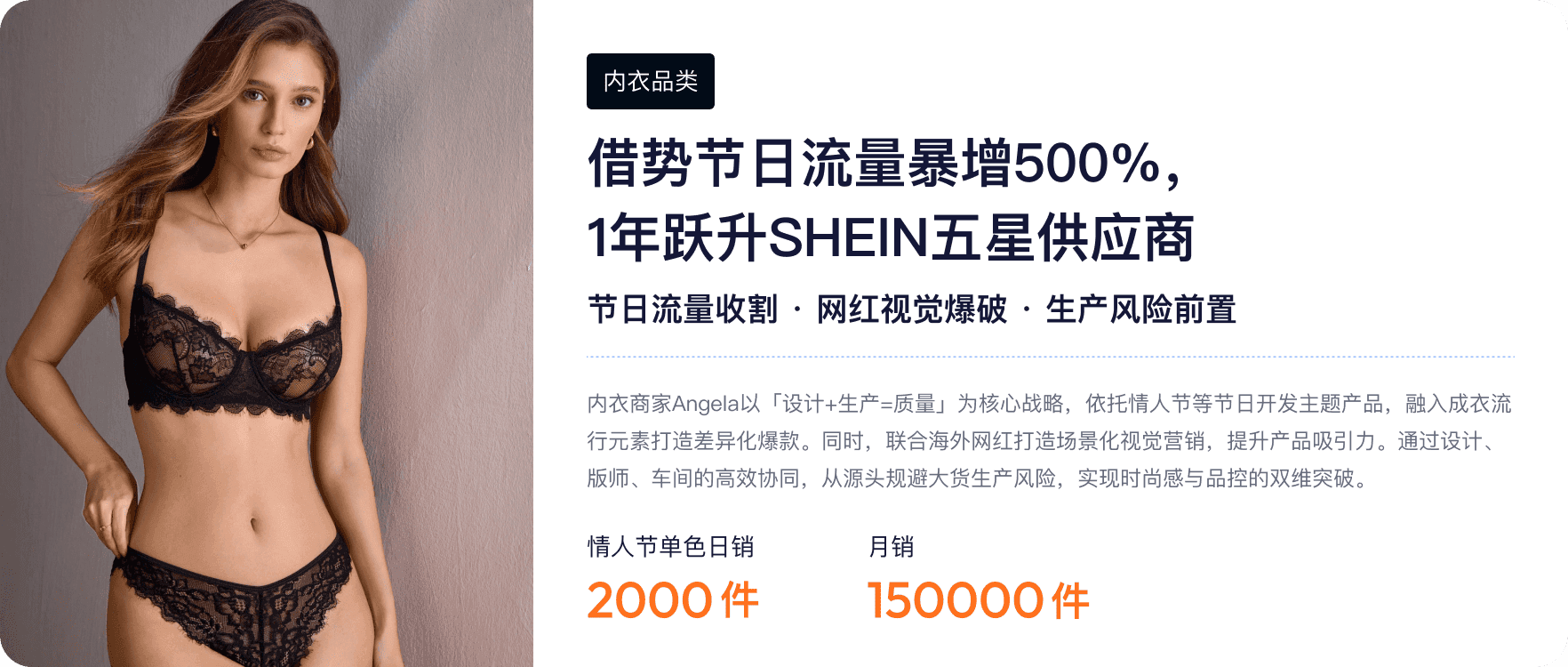 SHEIN内衣品类 借势节日流量暴增500%， 1年跃升SHEIN五星供应商 网红视觉爆破